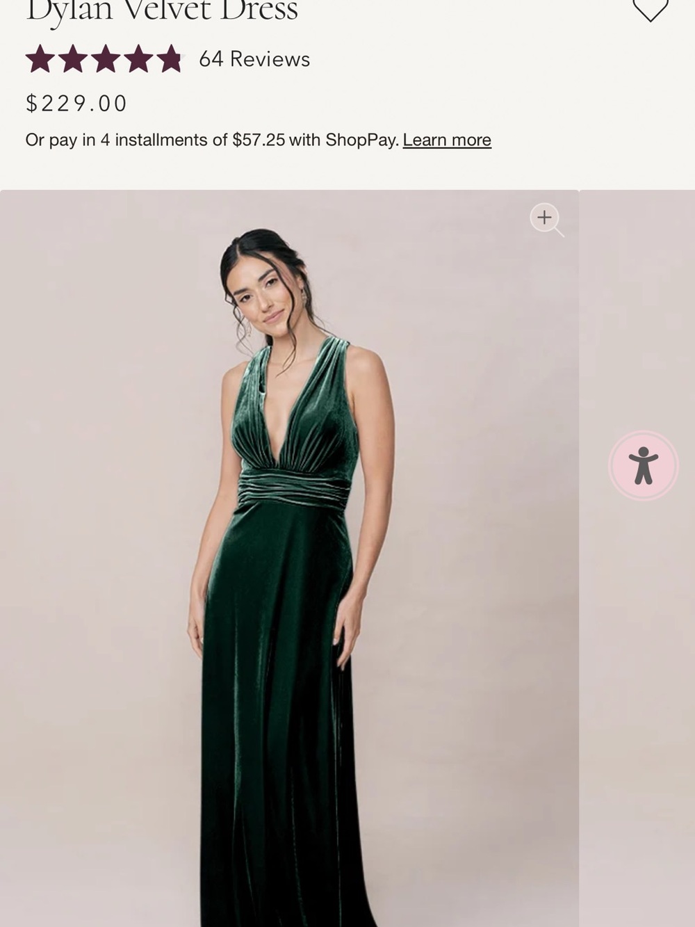 Revelry Dylan Dress - Velvet Emerald 613 - Size 6